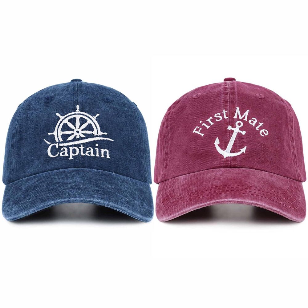2463 Captain Hat & First Mate | Boat Captains Hat Embroidered Matching Caps